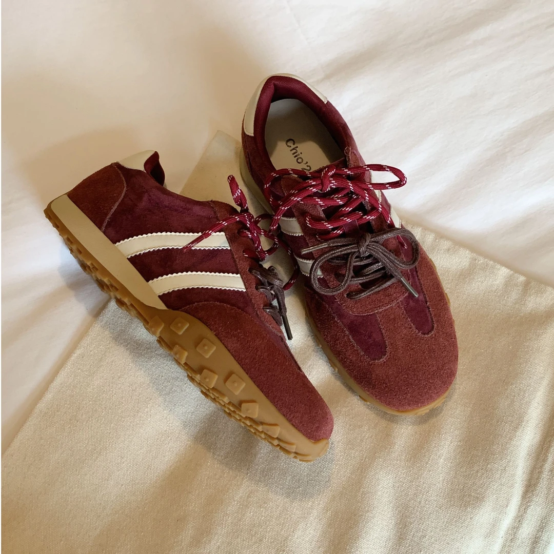 南风Chio2nd 德训鞋女休闲鞋2024秋季复古红色板鞋