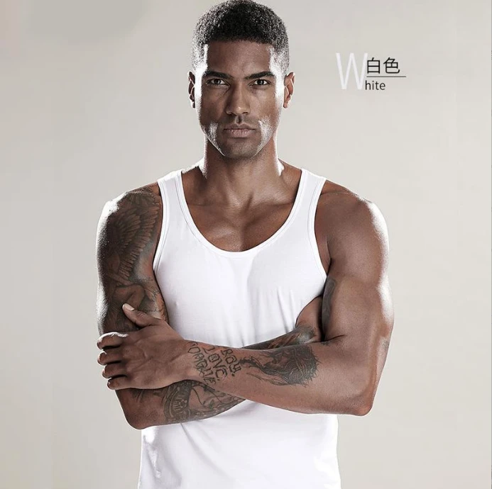 男士背心莫代尔棉紧身无痕速干吸汗运动健身无袖打底衫汗衫ωckυ