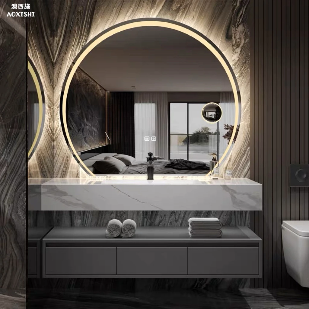 岩板无缝陶瓷一整套组合洗脸盆洗手洗漱台洗手台盆柜组合