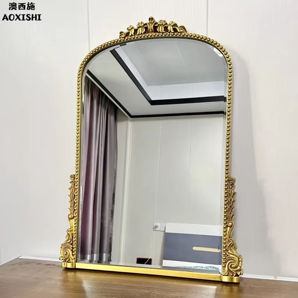 澳西施法式复古镜玄关壁炉装饰镜欧式浴室镜挂墙轻奢梳妆台化妆镜