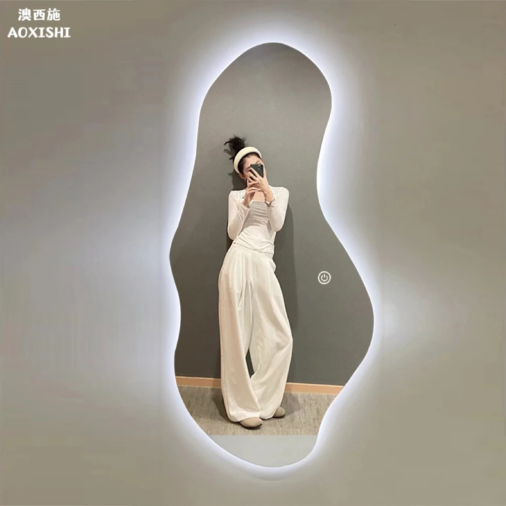 澳西施网红湖泊异形设计全身镜挂墙不规则壁挂玄关穿衣试衣异型镜