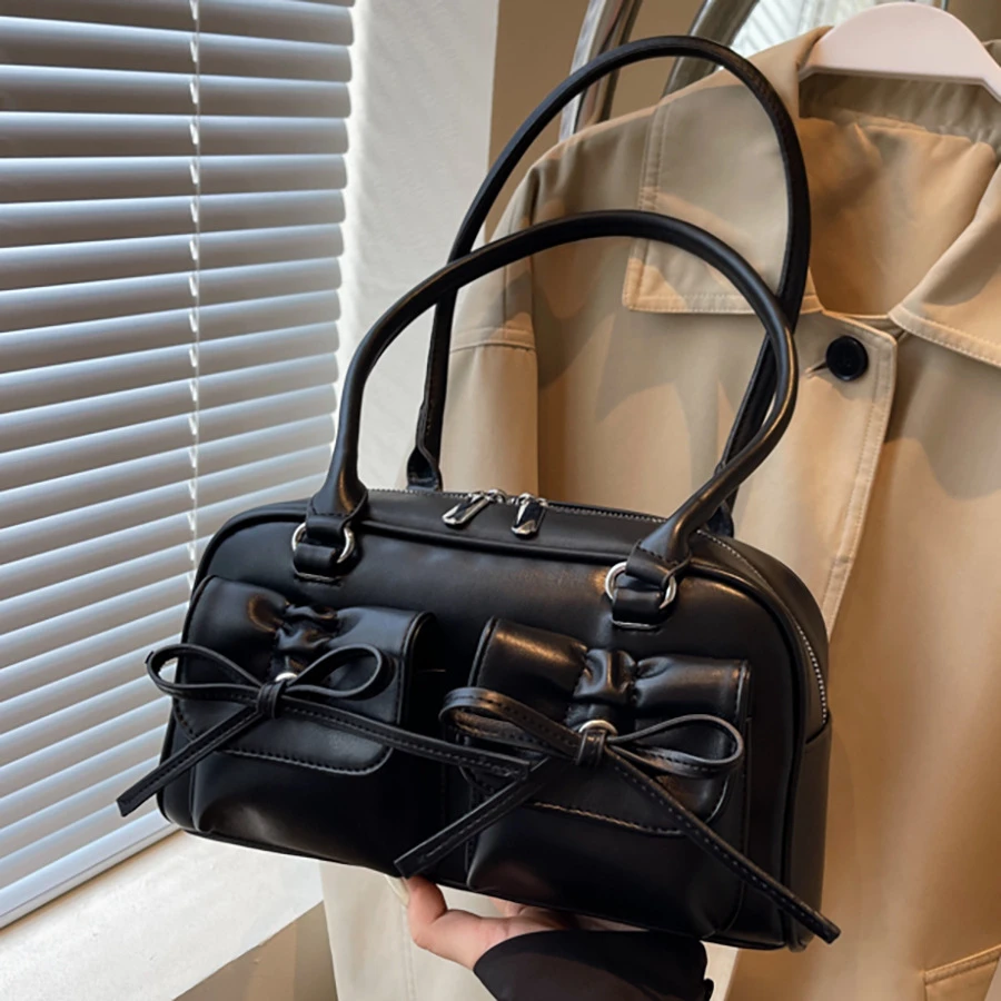 高级感百搭手提通勤大包包女2024新款时尚复古波士顿包双兜单肩包