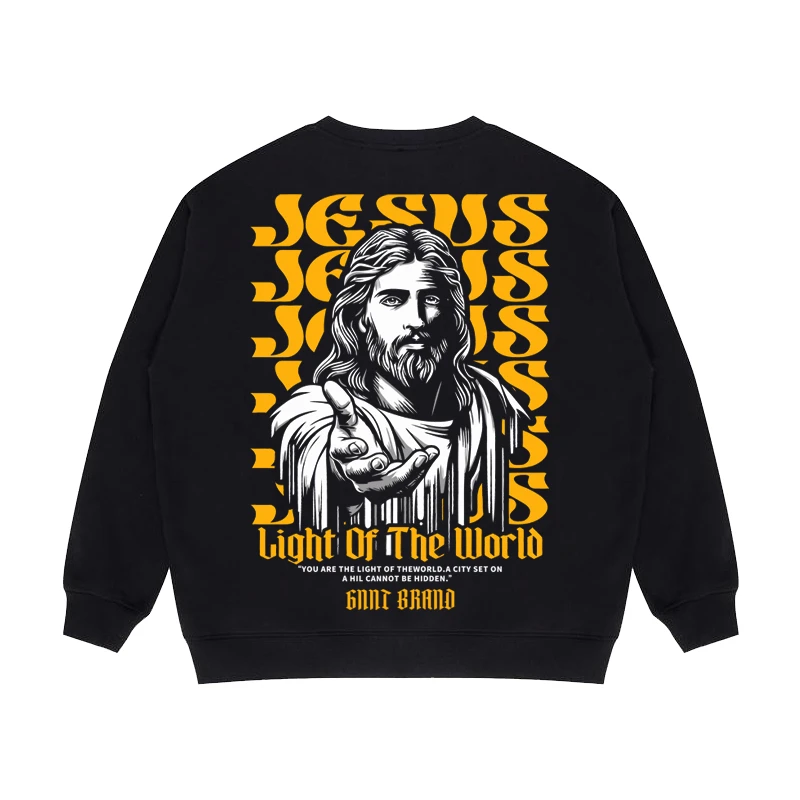 GNNT冬季加绒卫衣（上帝之光）原创设计长袖潮牌人物美式宽松上衣