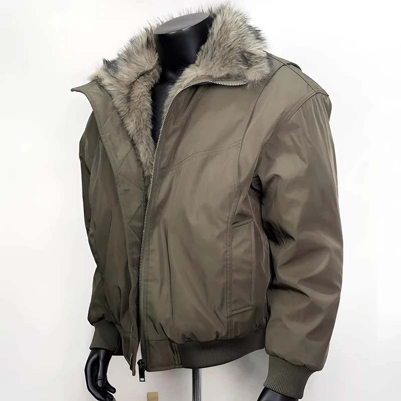 座山雕毛领棉衣男冬季加绒保暖美式cleanfit棉服外套男款秋冬款