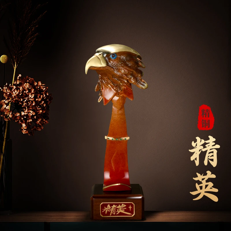 全铜精英摆件老鹰办公室开业乔迁装饰品员工颁奖礼品创意工艺品
