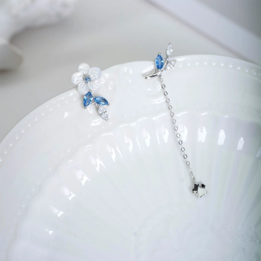 925银合成锆石耳饰  1276凡尔赛小花耳环耳钉耳饰品