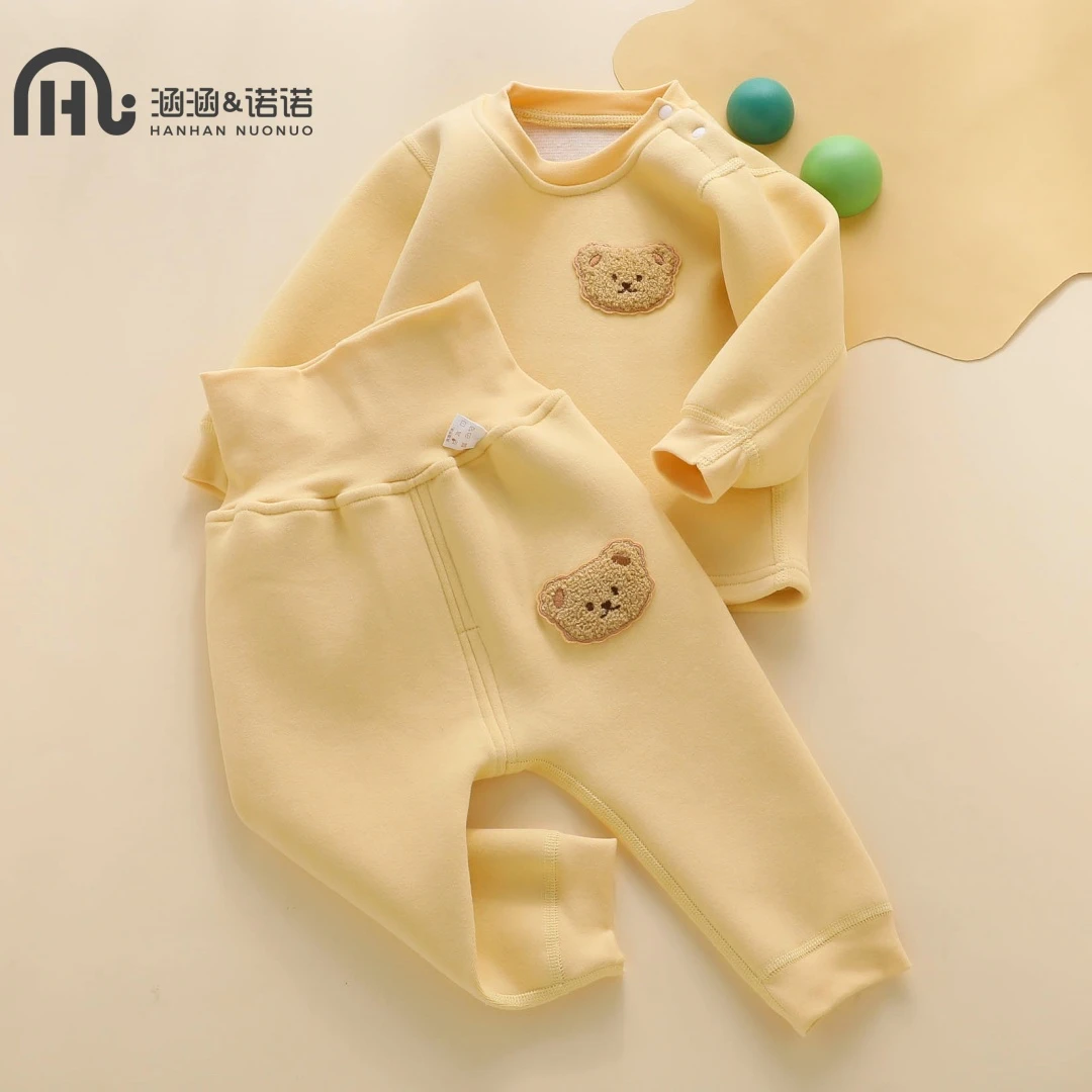 新生婴儿衣服秋装宝宝春秋冬款分体德绒保暖内衣内搭加绒冬季套装