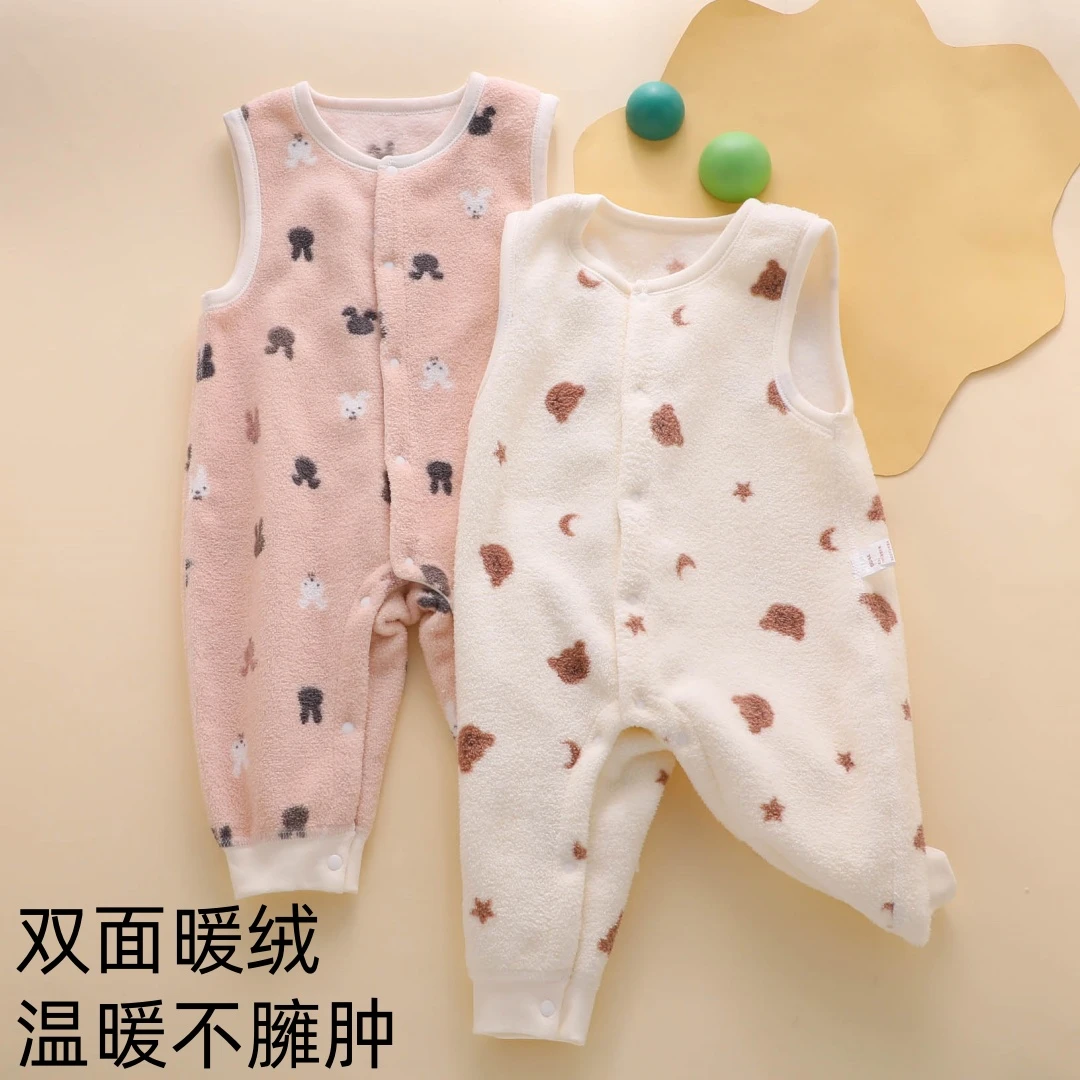 【双面绒背带裤加绒】婴儿童衣服男女宝宝无袖背带裤摇粒绒保暖现货