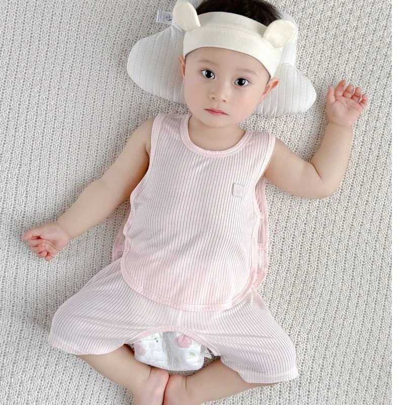 初生婴儿吊带背心夏季薄款分体套装6一12月宝宝夏装新生夏天衣服