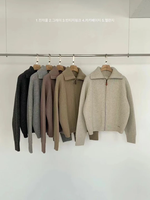 【No退换】egg韩国东大门小皮扣拉链羊YANg毛羊YAng绒毛衣