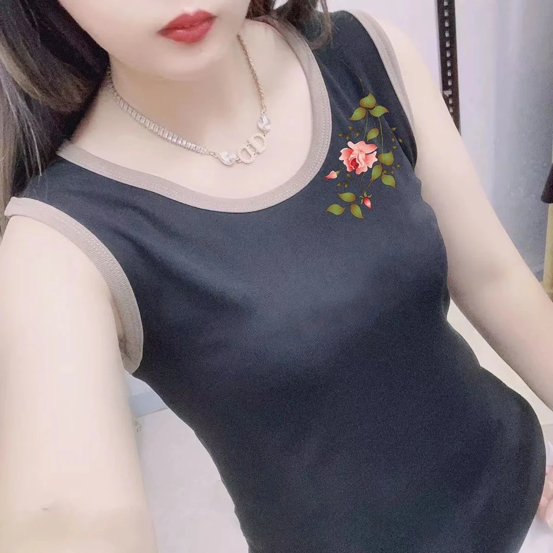 100%纯棉洋气背心修身吊带打底外穿高档无袖拼接上衣女背心打底