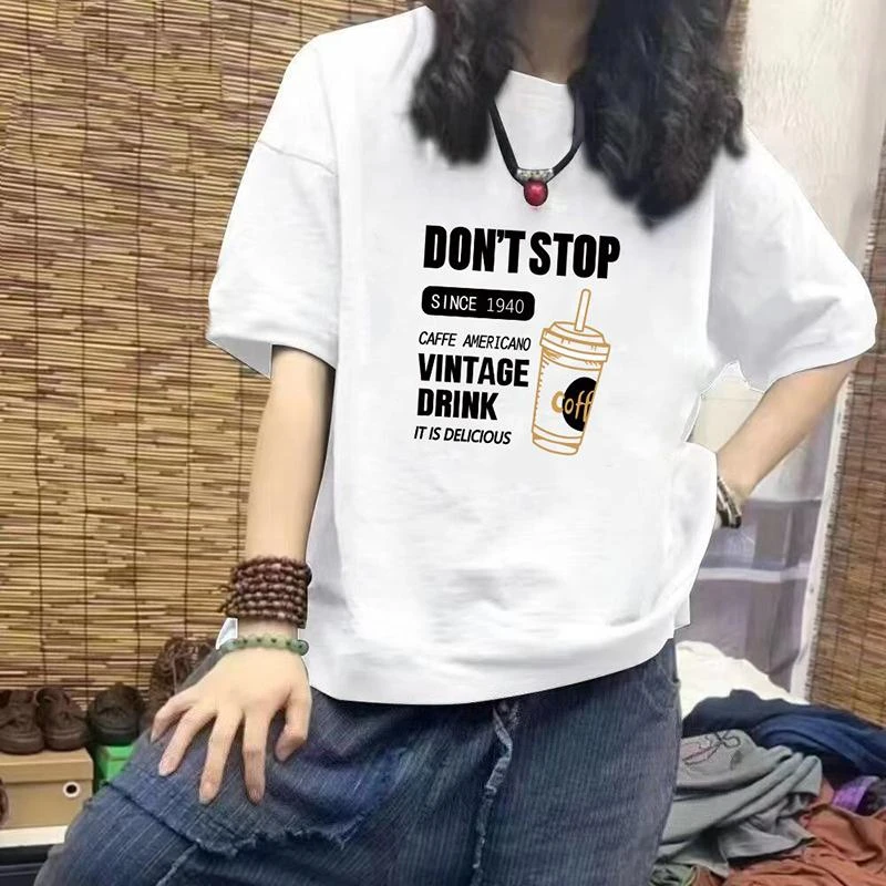 气质减龄男女通穿品质纯棉短袖大码T恤女百搭时尚宽松打底衫上衣