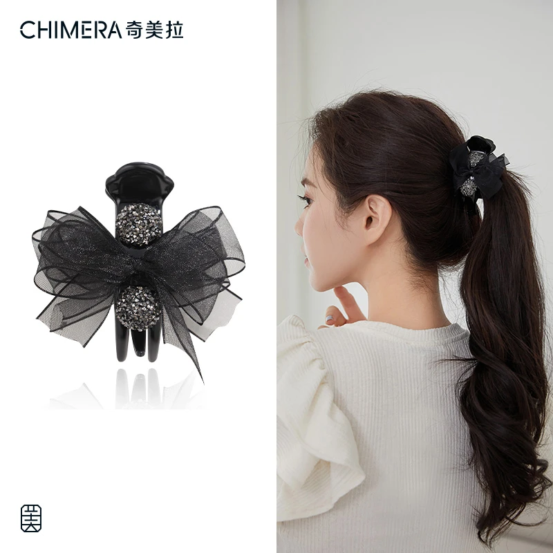 CHIMERA/奇美拉高级感蝴蝶结抓夹后脑勺发夹双面丸子头发卡气质