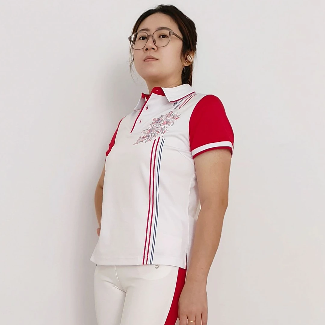 新款佳木斯健身操夏季白色薄款修身休闲运动透气印花冰丝半袖