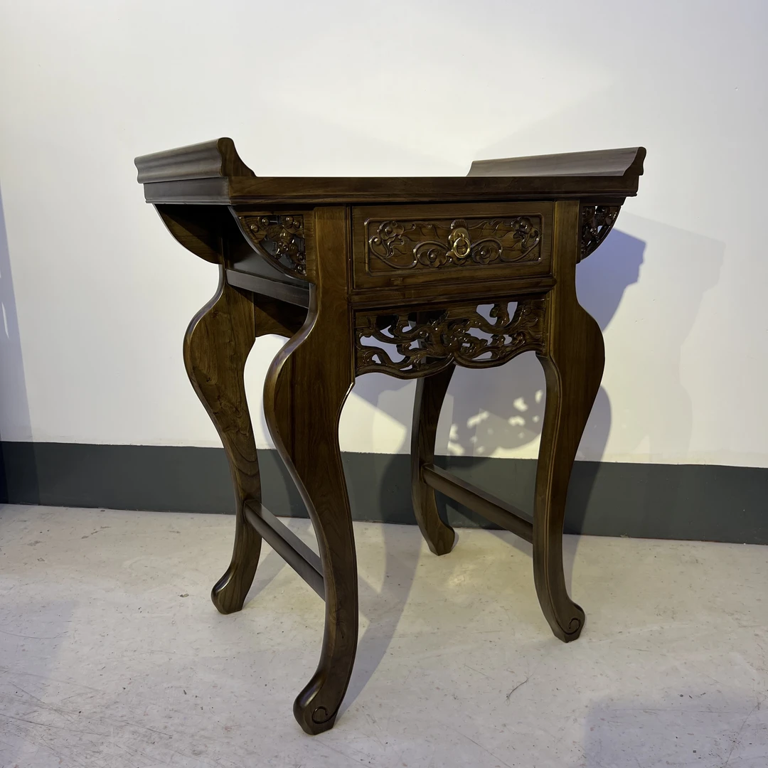 【62】中 式 仿 古 老 榆 木 实 木 供 桌 家 用 弯 腿  榫卯结构