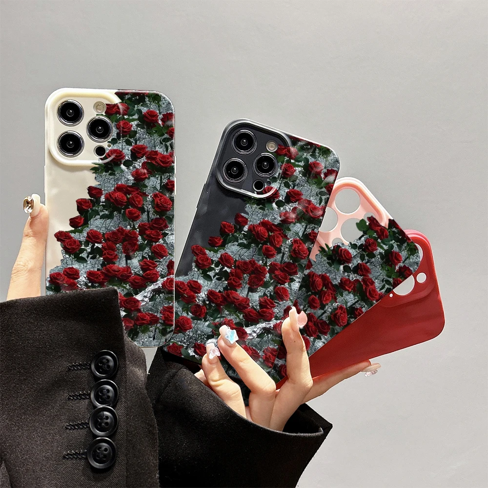 冰川玫瑰苹果15手机壳iPhone14promax防摔13 12 11全包xr高级8p软