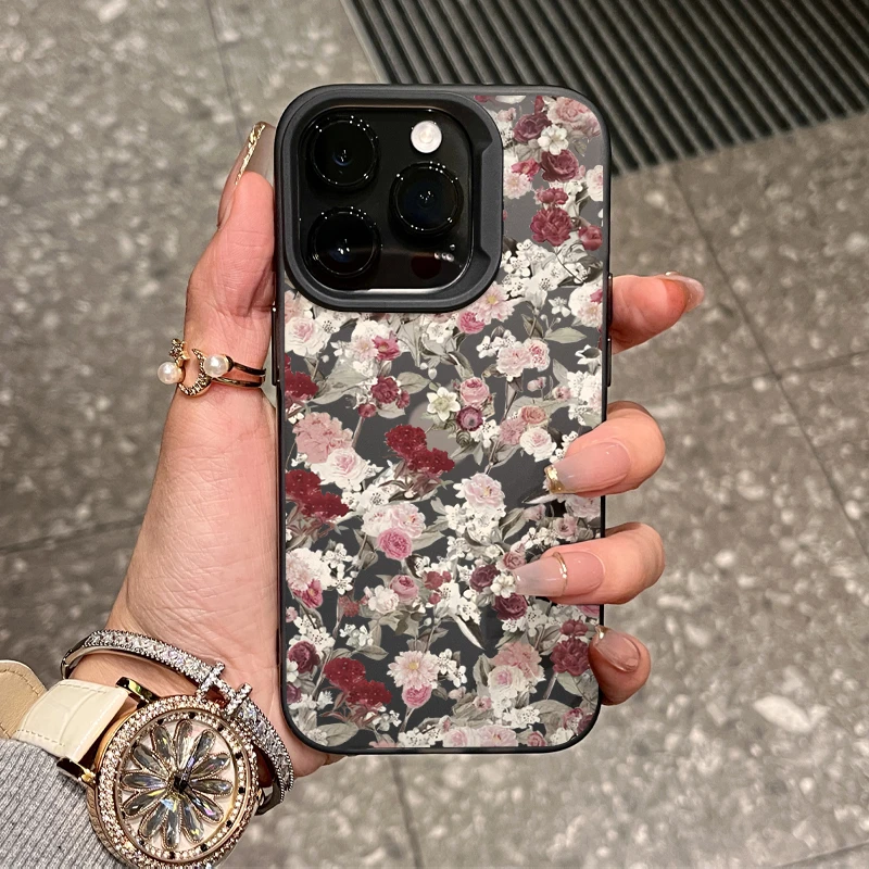 SMBLCE满屏复古花朵适用iPhone15_14promax手机壳11苹果13_12套xr