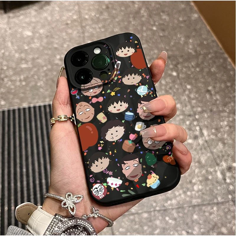 小丸子一家iphone15苹果手机壳14promax软褶皱13pro高级12P全包11