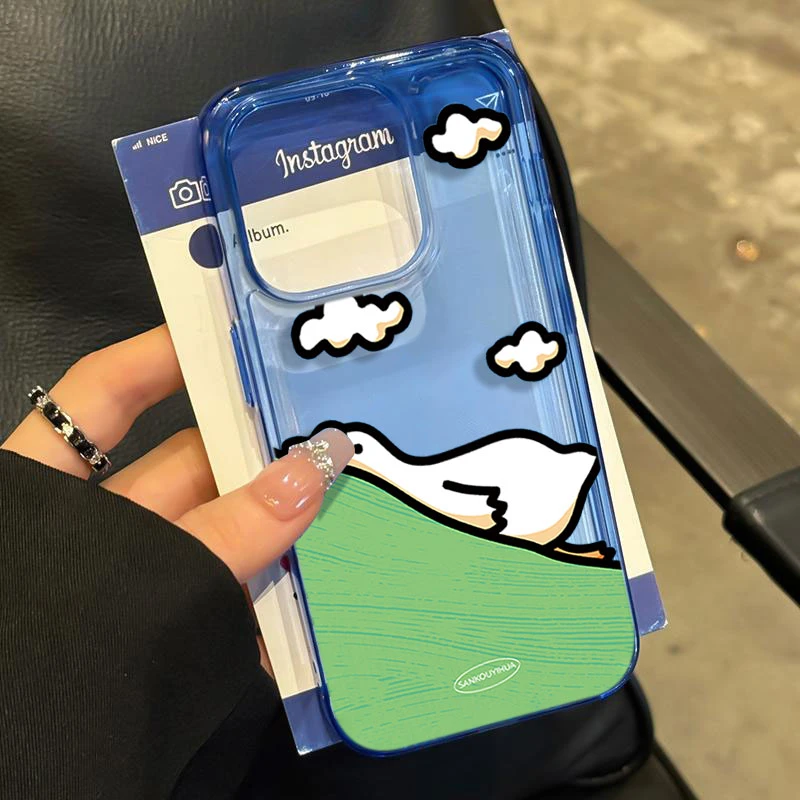 瘫了鸭适用iphone15 14promax苹果11手机壳13软胶12防摔8xr卡通