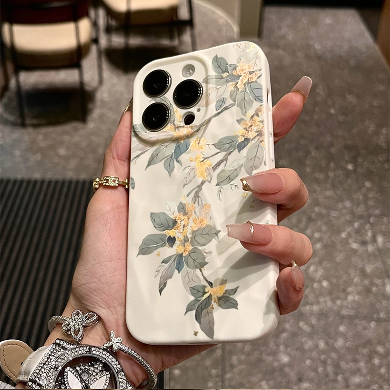 枯木逢春苹果15promax褶皱手机壳iphone14全包13p12防摔11/12个性
