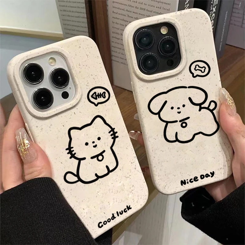 简笔猫狗适用iPhone15_14Promax手机壳高级13_12软硅胶11防摔xsxr