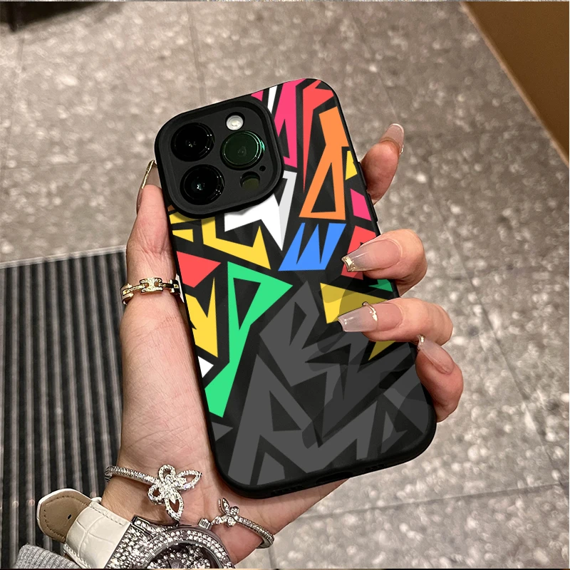 不规则图案苹果15promax褶皱手机壳iphone14全包13p12防摔11/8/7X