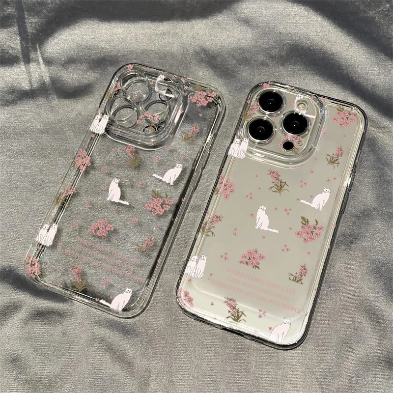 法式碎花猫咪iphone15苹果手机壳14promax软胶13pro透明12 创意XR