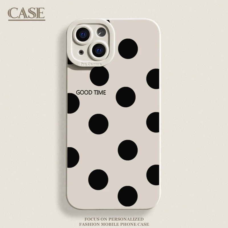波点英文iPhone15ProMax手机壳14苹果13硅胶12全包78p男女11xs/xr