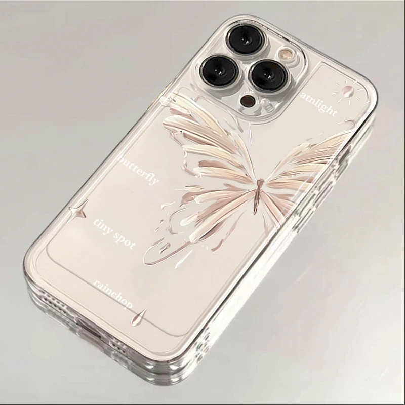 蝴蝶iPhone15ProMax手机壳苹果14PRO透明13硅胶12 11全包xsxr
