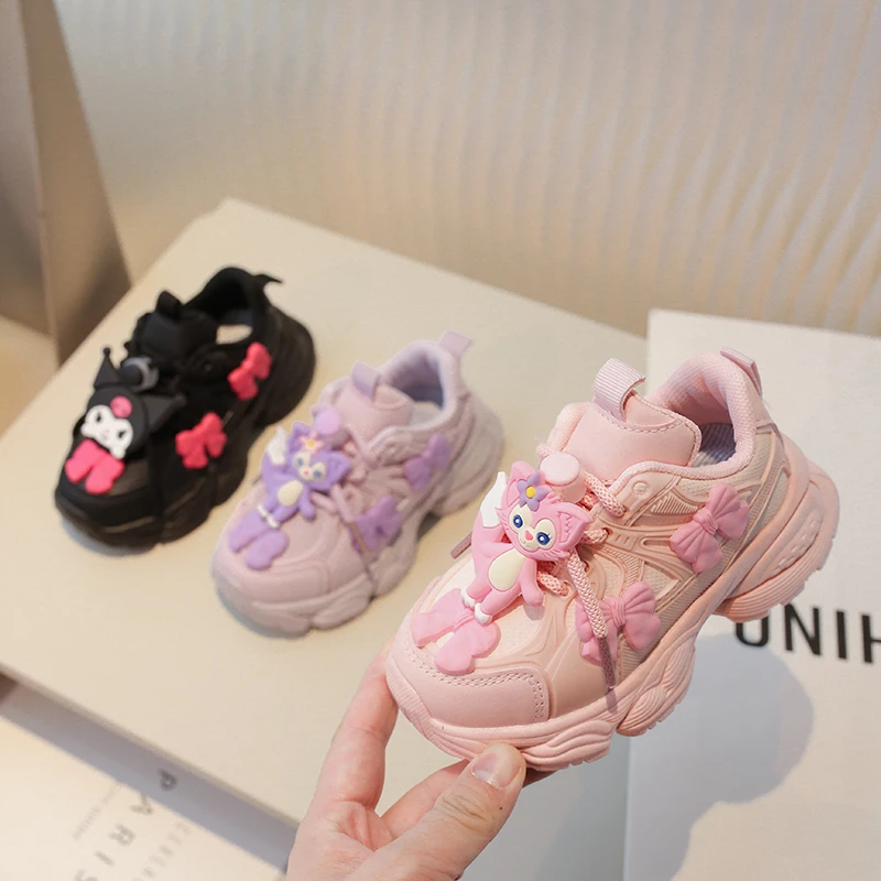 女童运动鞋儿童鞋子2025春秋季新款蝴蝶结小女孩老爹鞋软底宝宝鞋