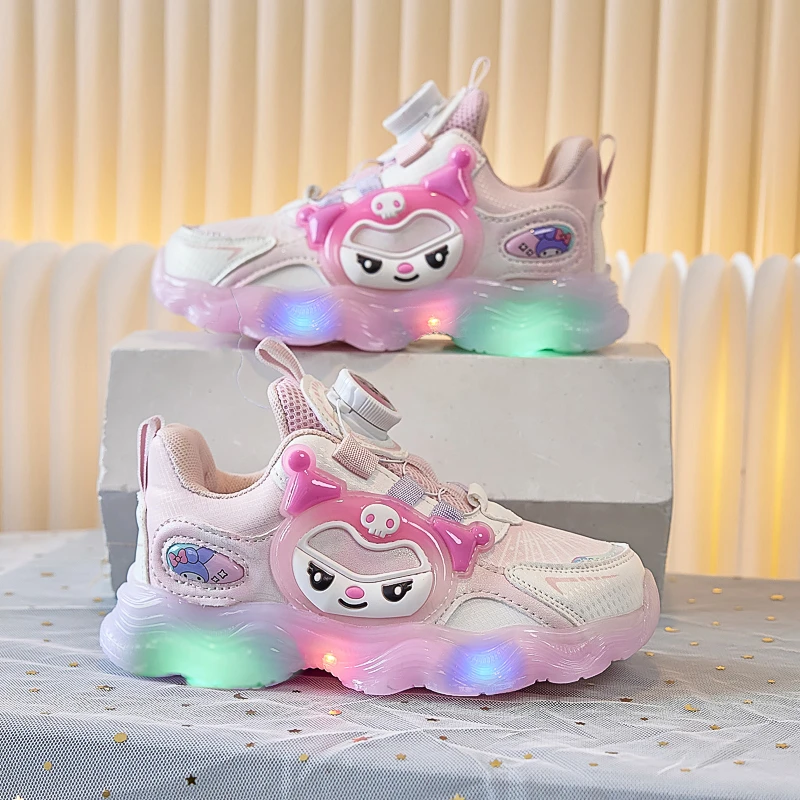 女童运动鞋亮灯宝宝鞋子2024秋季新款小女孩儿童鞋软底防滑发光鞋