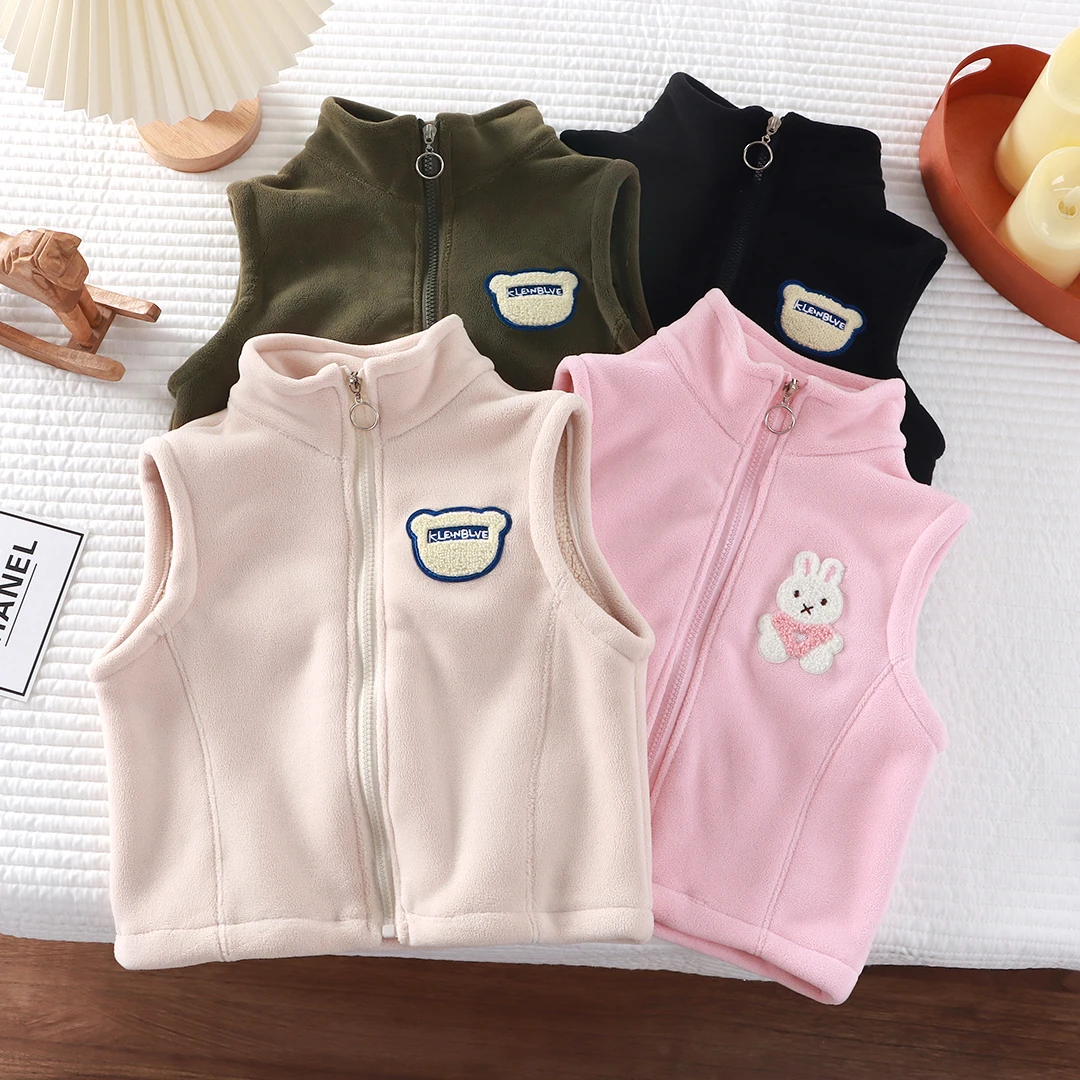 2024新款奥粒绒开衫刺绣马甲加绒外穿洋气加厚保暖立领秋冬季坎肩