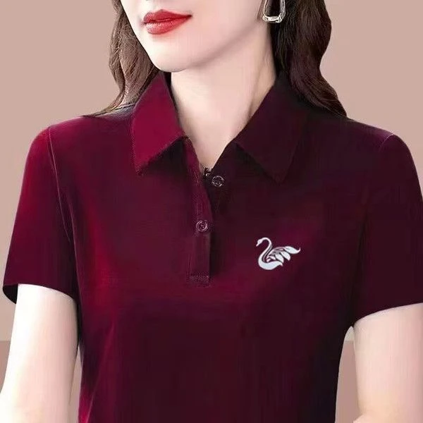 大码妈妈装夏季短袖恤翻领polo衫新款运动休闲宽松百搭显瘦韩版