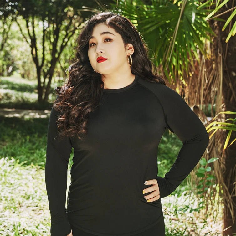 大码运动长款圆领女士女款健身跑步瑜伽运动速干修身长袖SY-321k