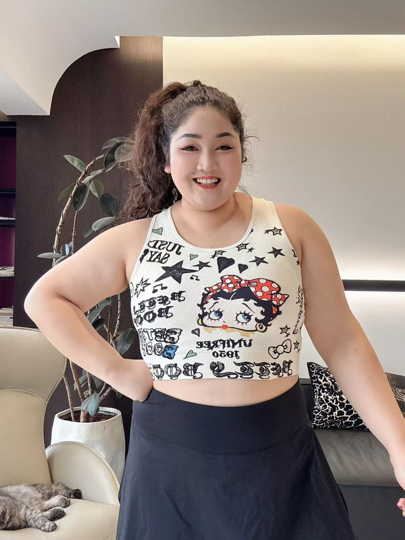 励志女孩大码运动高强度运动健身一体杯运动背心贝蒂WX-205