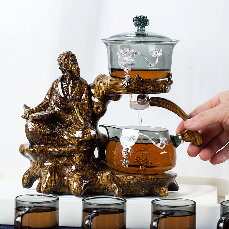 烟灰色茶圣陆羽功夫茶具复古懒人泡茶神器自动泡茶壶喝茶功夫茶具