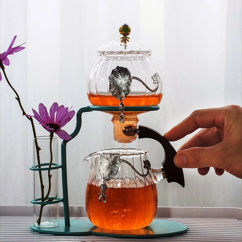 加厚玻璃功夫茶具懒人茶具简约透明全自动冲泡茶器插花器家用