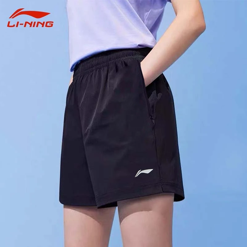 李宁女款休闲短裤夏季新款干爽透气速干简约百搭时尚运动健身短裤