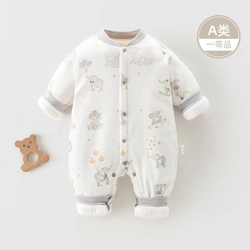 新生婴儿儿衣服连体衣宝宝哈衣爬服男婴女秋冬装保暖纯棉加厚棉衣