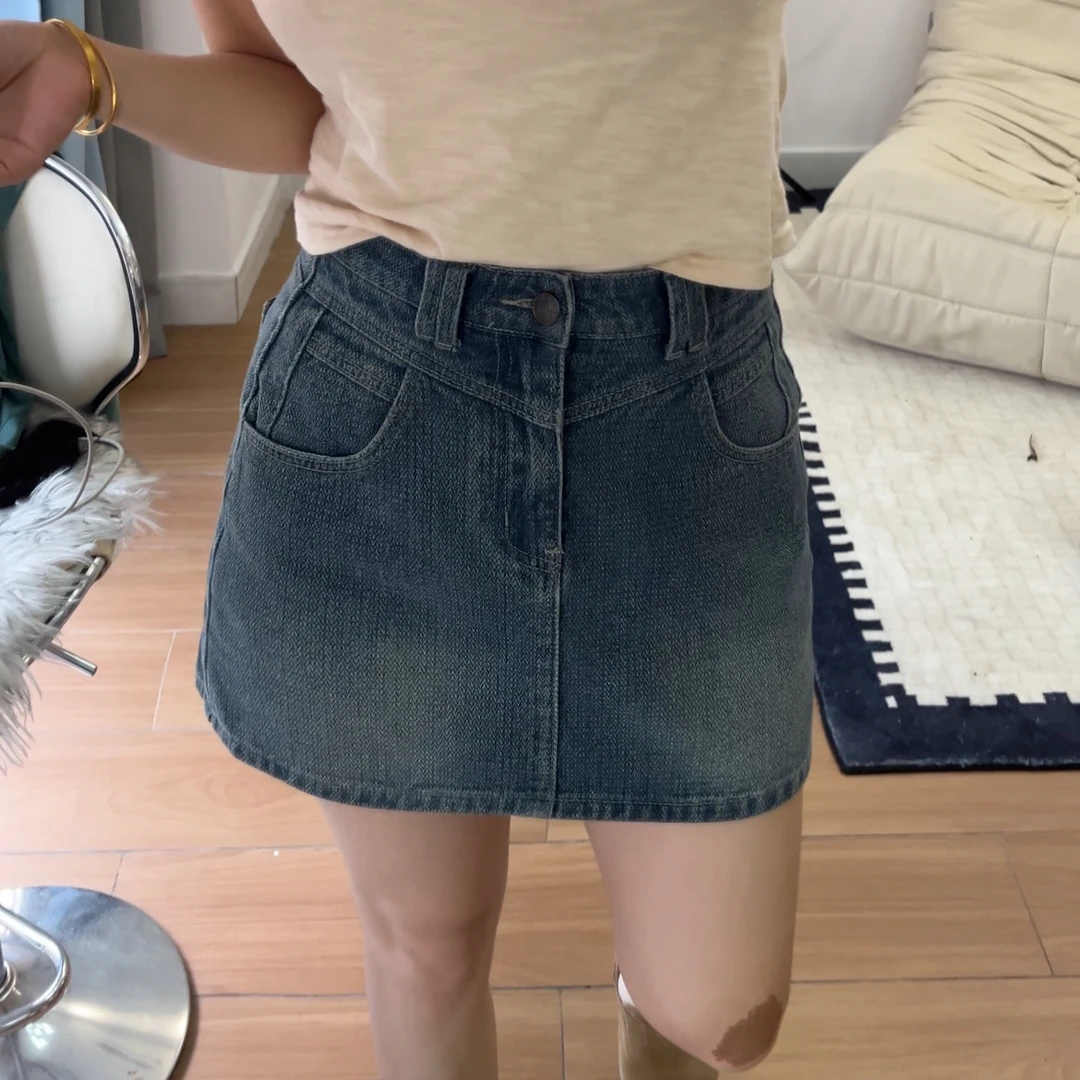 3500麦穗牛仔短裙改良版短裙适合梨型小肚子H型身材适合