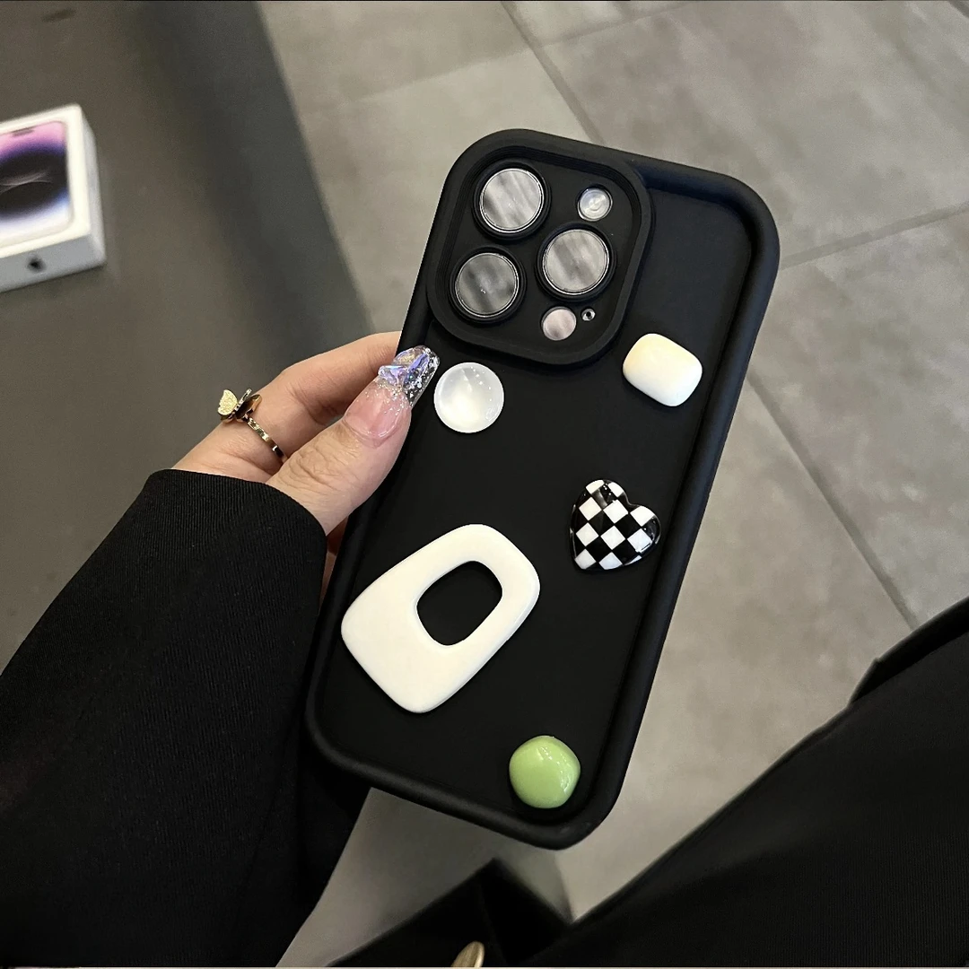 ins牛油果绿色爱心苹果15promax手机壳iPhone14plus立体13小众12
