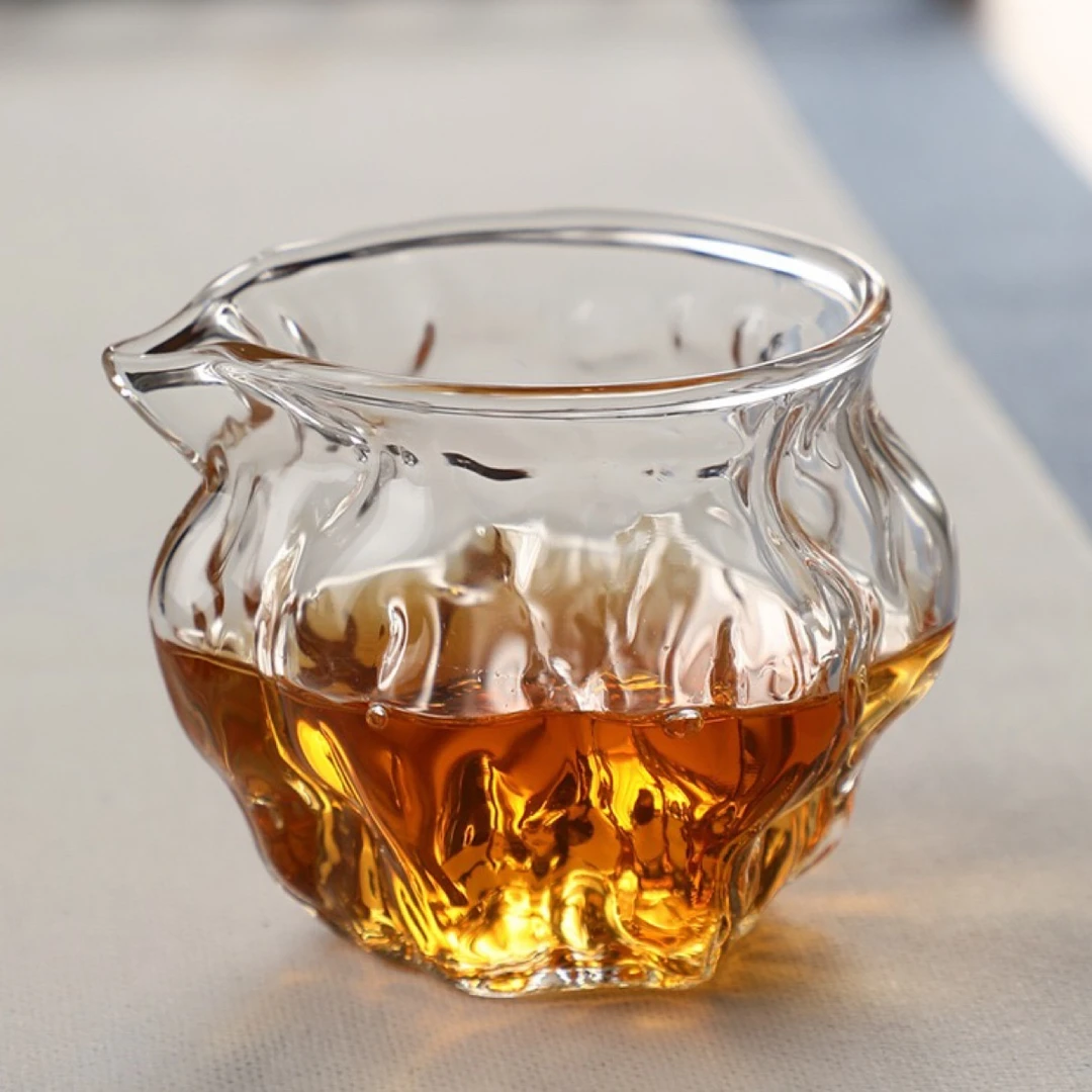 办公室锤纹玻璃公道杯高硼硅玻璃加厚核桃茶海公杯温度250ml