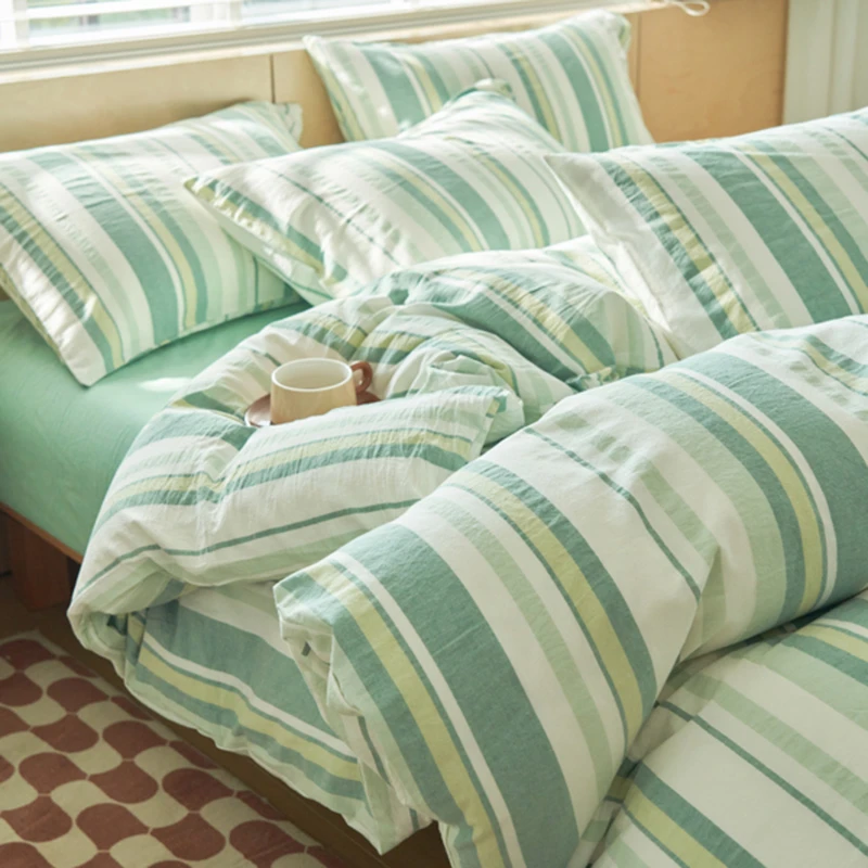 新款全棉色织水洗棉四件套纯棉条纹系列