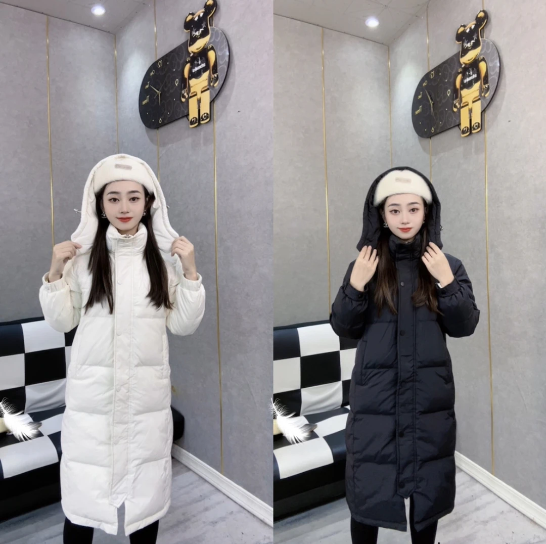 【九九定制】2024冬季新款时尚保暖潮流90白鸭绒中长款羽绒服090