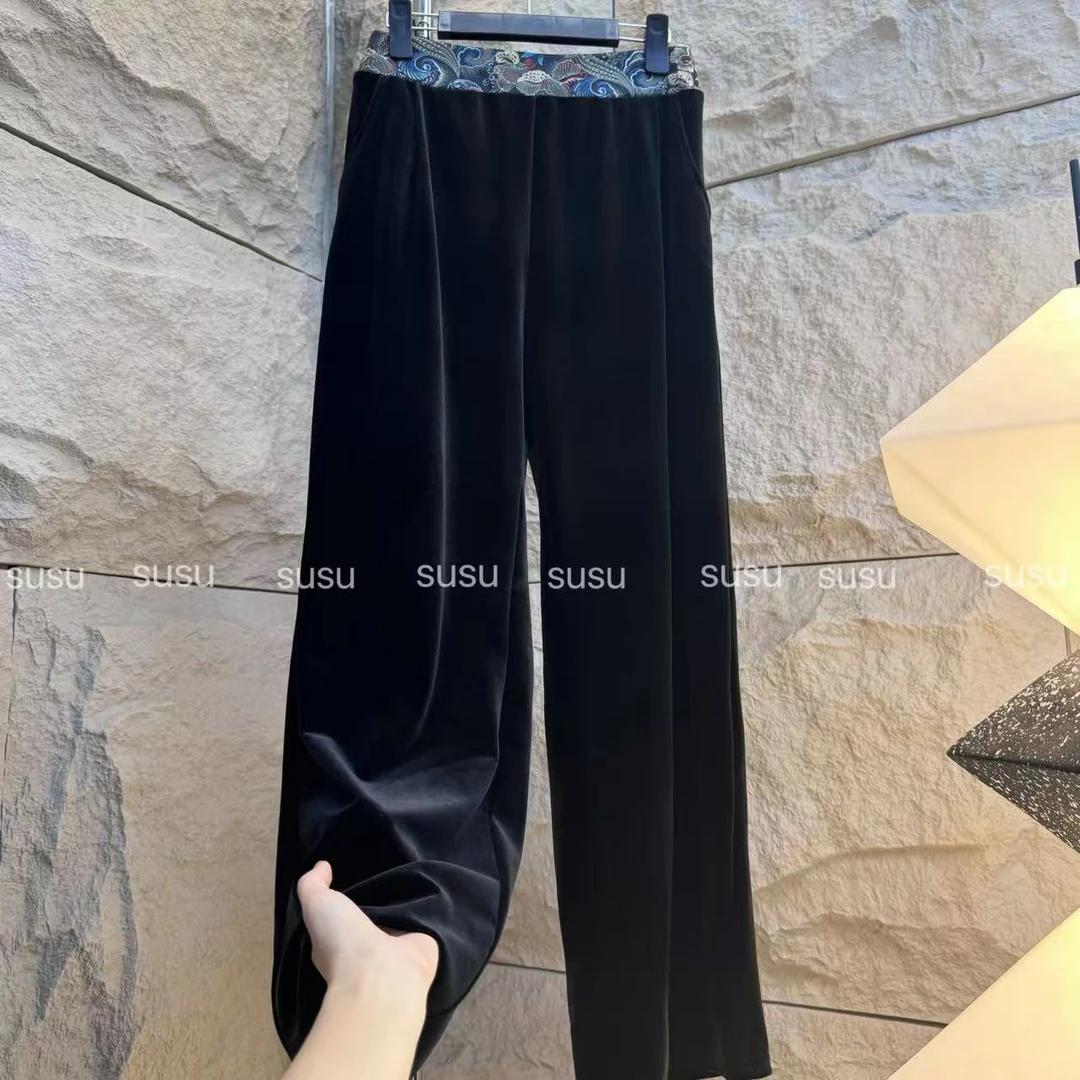 290/轻奢小复古金丝绒长裤秋冬穿搭显瘦显高