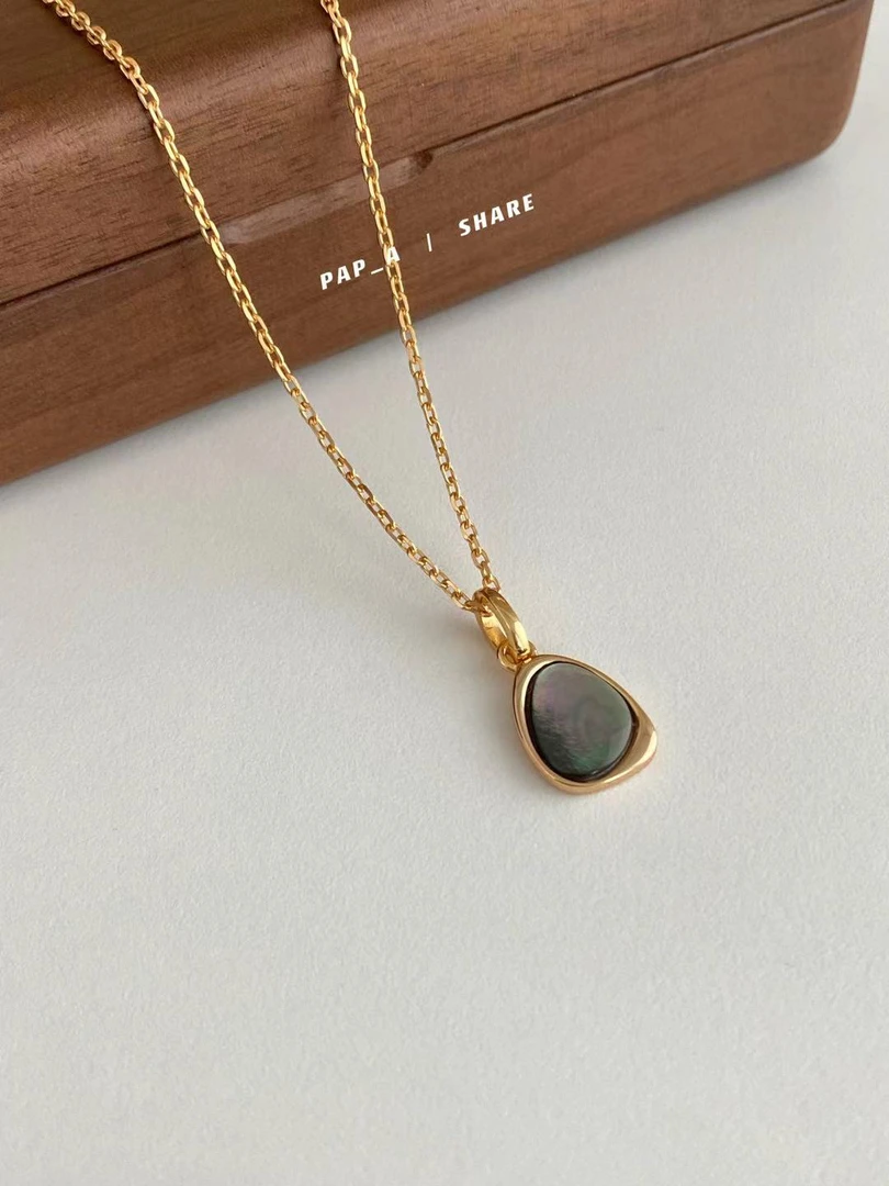 坠链均925银贝壳 PAPA·黑蝶贝（活扣 吊坠可拆）·链长40+6cm