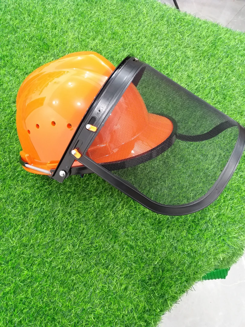 头戴割草面罩园林防护罩打草面罩修建网格面具安全帽防木屑飞溅