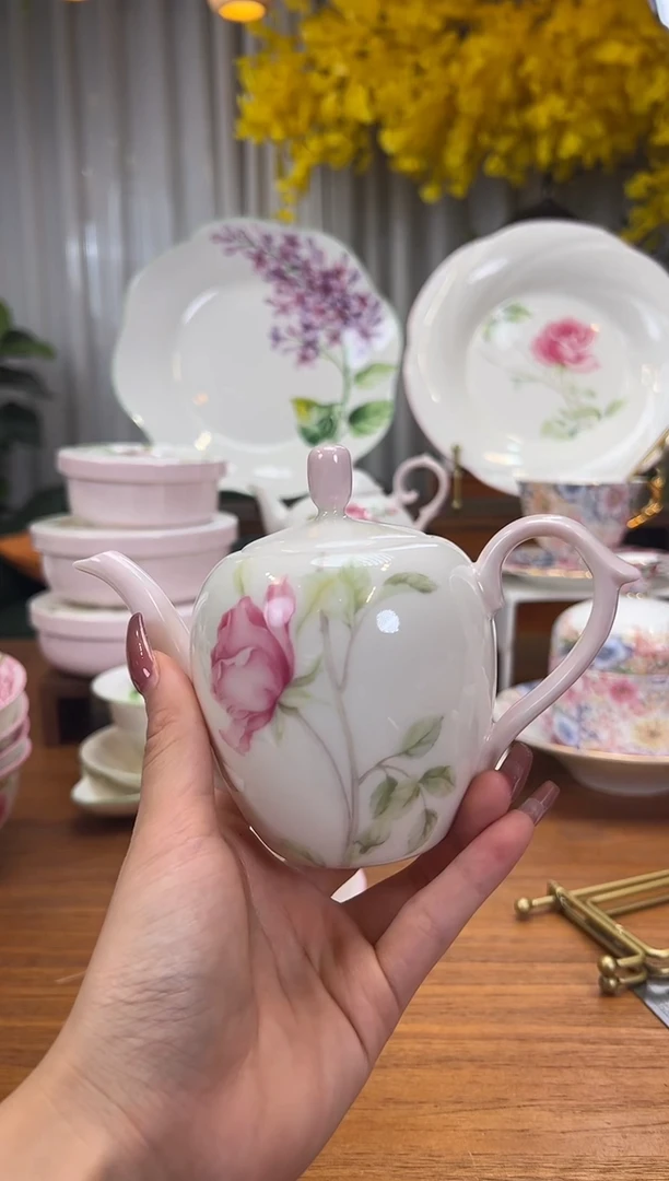 【闪购商品】盘玫瑰羊脂玉美人尖小茶壶