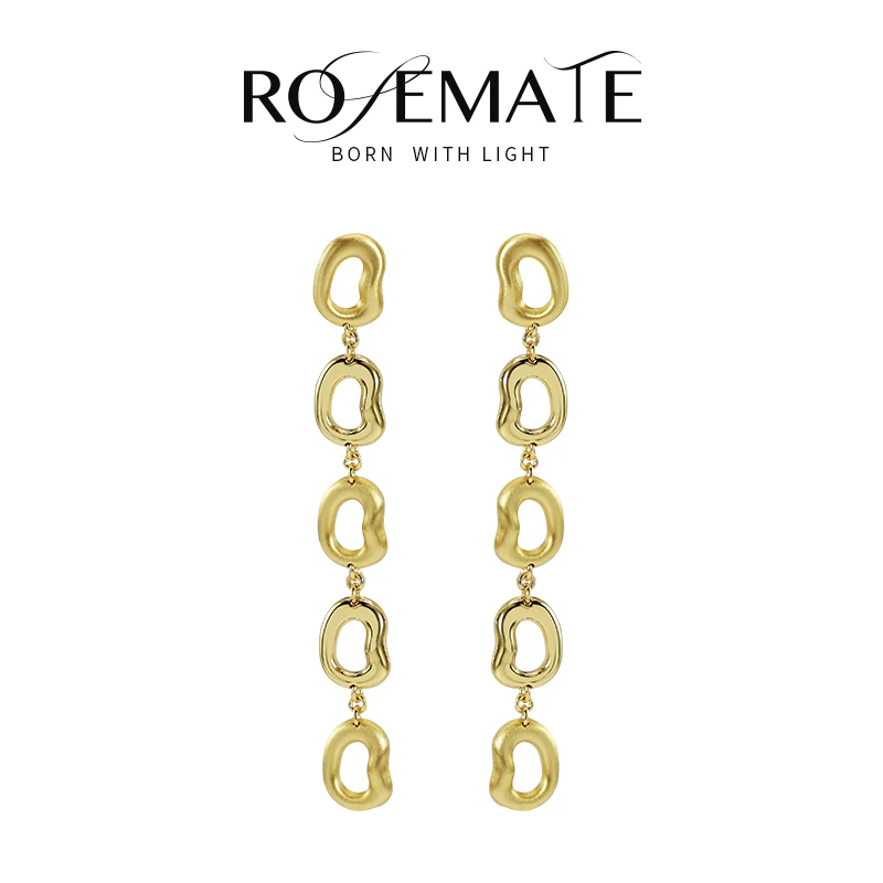 RoseMate铜合金气质耳饰金色耳饰