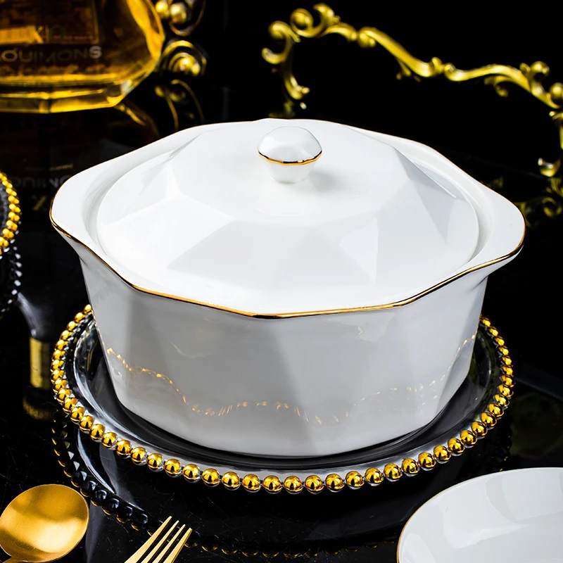 钻石人生大汤煲1个+大汤勺1个景德镇家用陶瓷碗盘餐具大容量盛汤